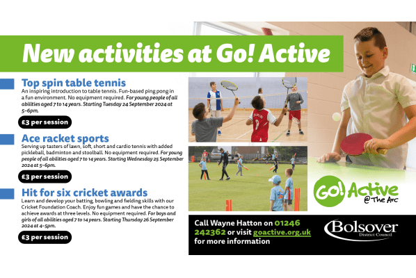 New activities for children/young people 7 - 14 years